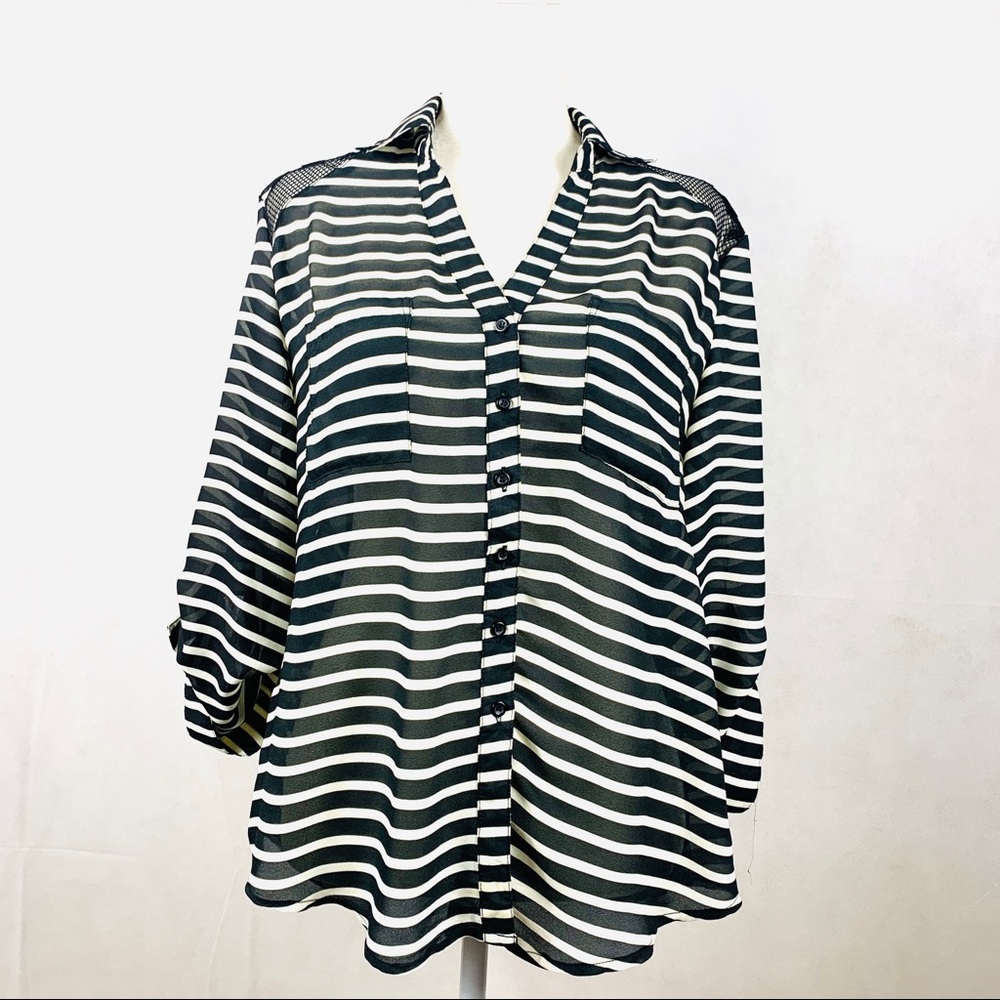 Bongo Sheer Button Up Blouse